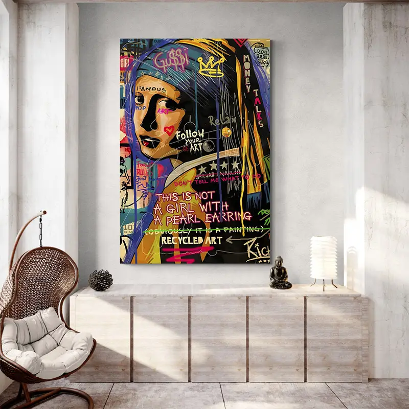 Tableau la Jeune Fille A la Perle Street Art