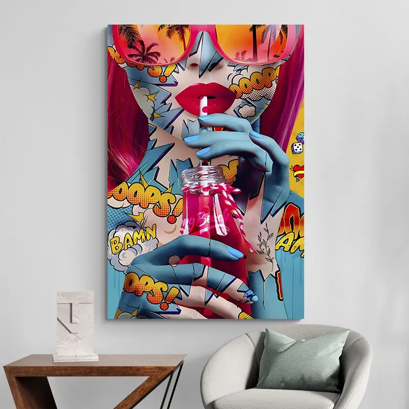 Tableau Pop Art Visage Femme Stickers