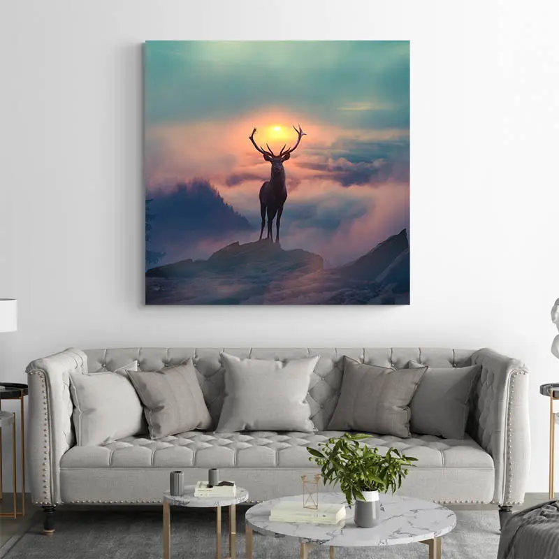 tableau-scandinave-cerf-carre-2 Tableau Scandinave Cerf Géométrique