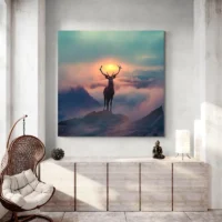 tableau-scandinave-cerf-carre-4 Tableau Scandinave Cerf Géométrique