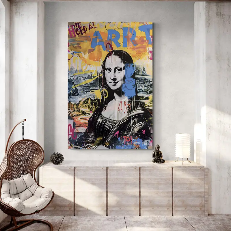 Tableau Street Art Joconde Jaune