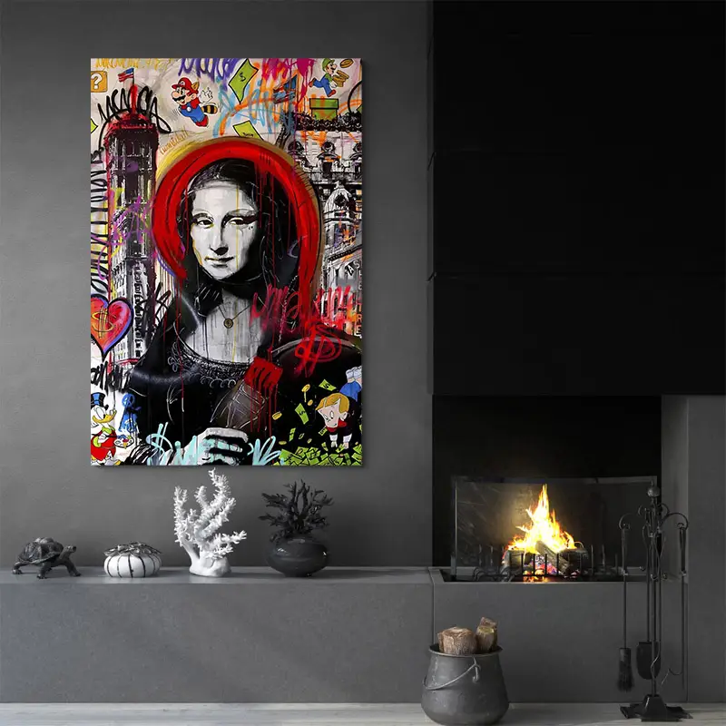 Tableau Street Art Mona Lisa Rouge