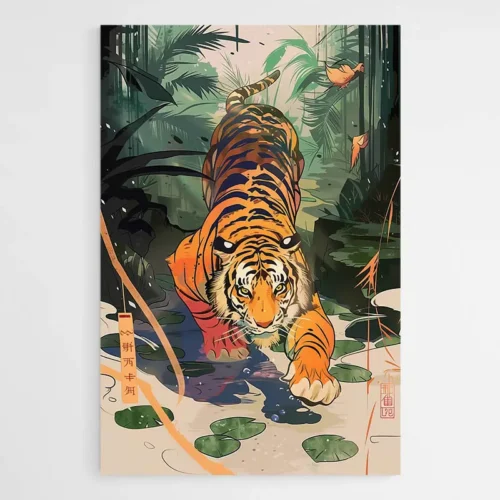 tableau-tigre-jungle-chinoise-1 Tableau tigre jungle chinoise